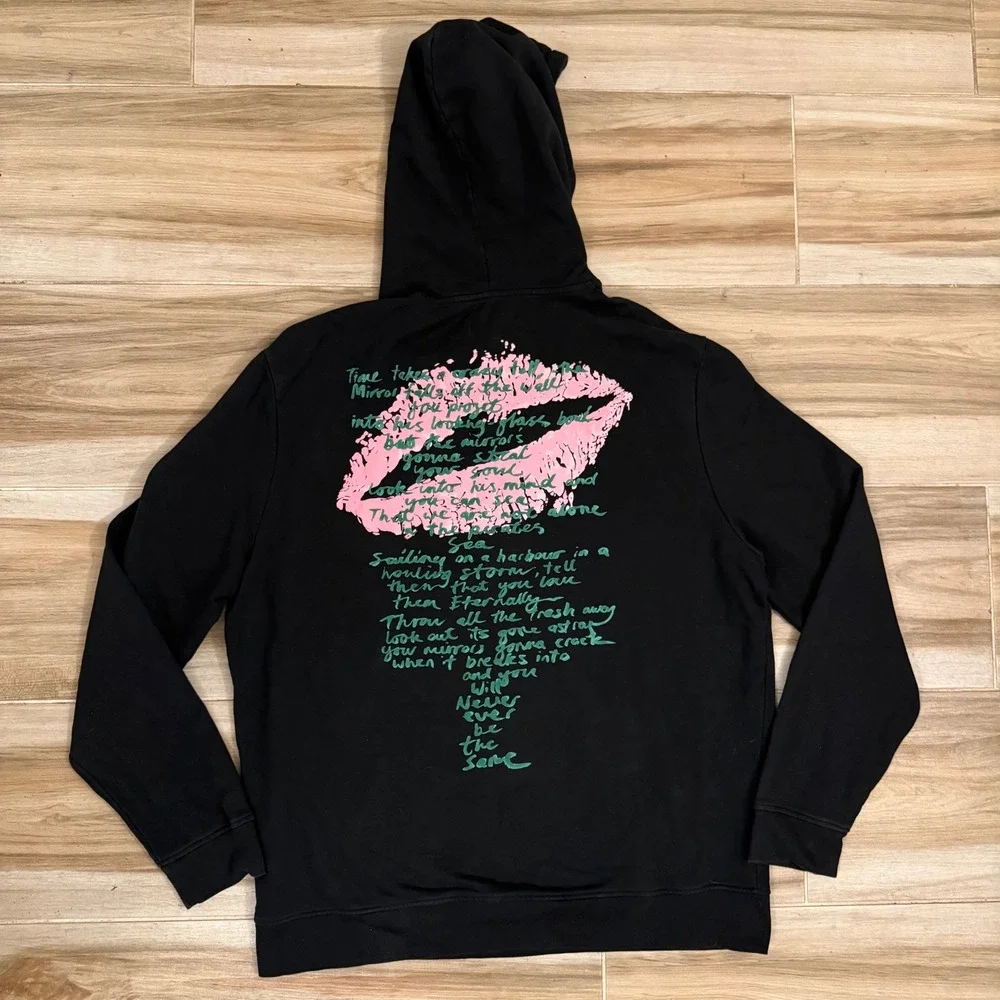 AllSaints Boohoo OTH Hoody Black Graphic Lips Pullover Hoodie MG022P Mens‎ Large
